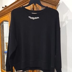 Philosophy Black Crew Neck Sweater with Jewel Detail
